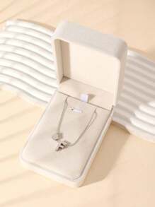 1 Fashion Simple Stainless Steel Love Letters Ladies Pendant Necklace Suitable For Ladies Daily Wear Holiday Dating Gift Jewellery Mother's Day Gift (With Gift Box)
