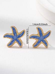 1 Pair Enameled Starfish Stud Earring For Women Summer Vocation Beach Earrings Jewelry