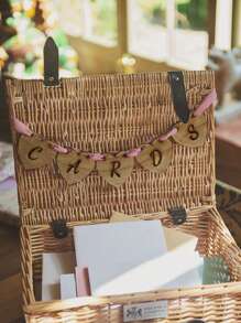 1 件乡村风格木质卡片横幅 - 手工制作的婚礼卡片盒标志，心形花环，适用于招待会、新娘送礼会、婴儿送礼会、生日、周年纪念、订婚、毕业典礼、乡村农舍装饰