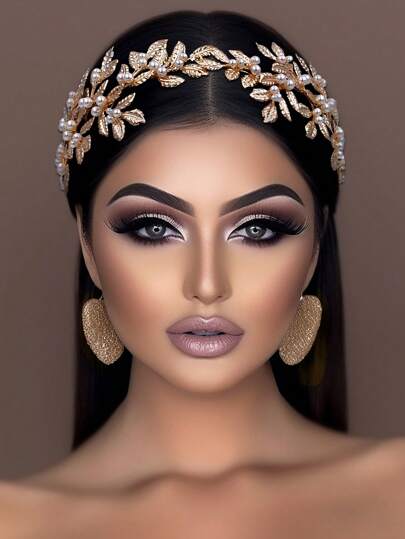 Metallic Gold Leaf Decor Headband, Elegant & Fashionable For Everyday Wear, Wedding, Party, Photography Valentine's Day Accessories