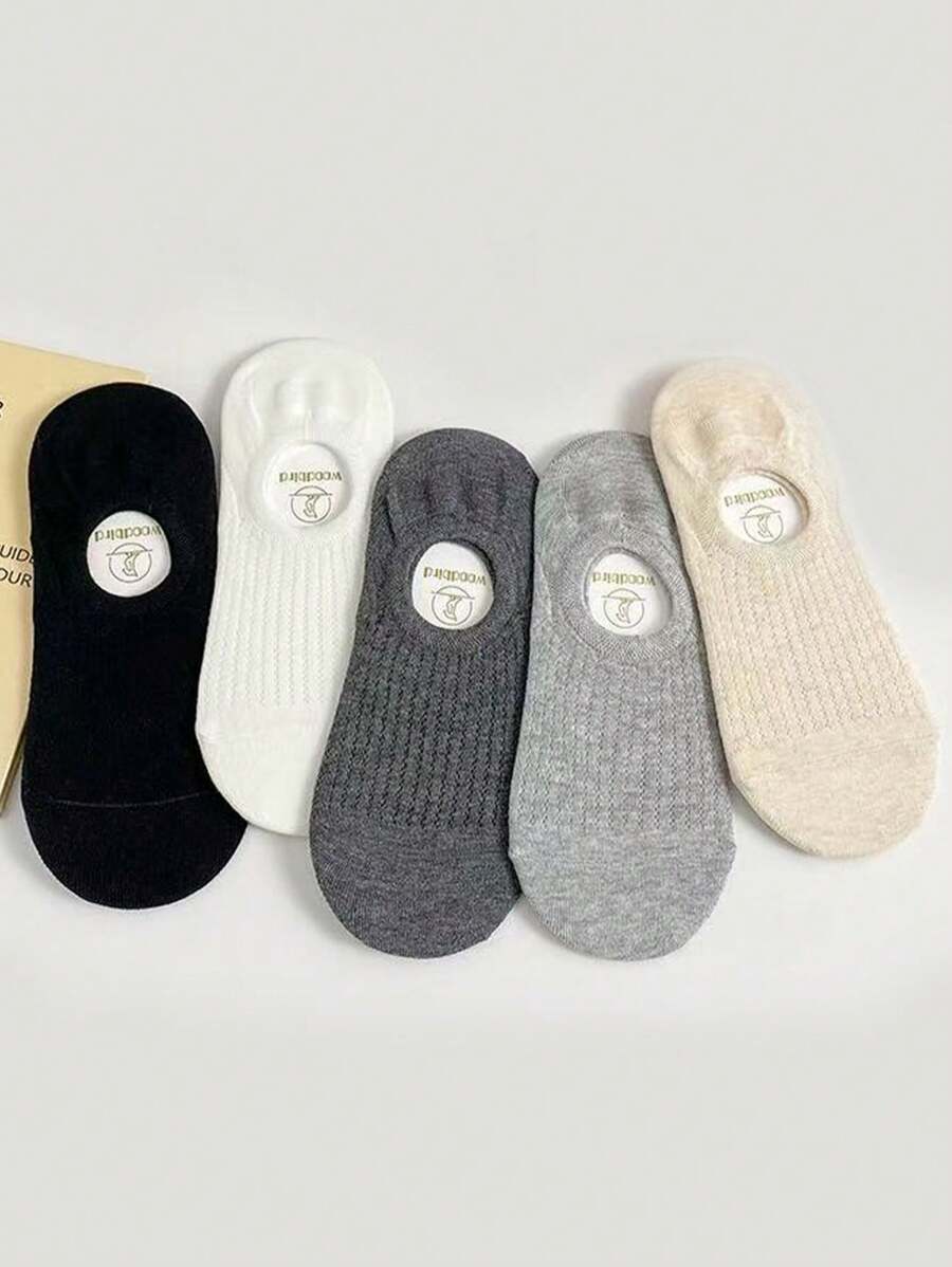 5 Pairs Low Vamp Invisible Ankle Socks, Non-Slip, Comfortable, Soft, Breathable, Versatile For Everyday Wear - Multicolor - View 1