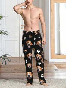 Spring Men Custom Print Casual Lounge Pants Pajama Bottoms - Multicolor - View 1