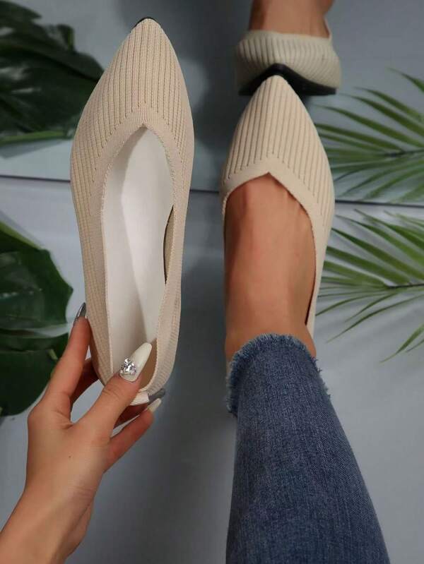 Women's Casual Pointed Toe Flat Slip-On Breathable Shoes