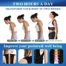 Corrector de postura para hombres y mujeres - Soporte de espalda para apoyo lumbar y postura erguida - Enderezador de espalda transpirable, corrector de postura para cuello, espalda y hombros - Multicolor - Ver 7