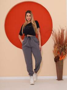 Calça Feminina Jogger Esportiva Bomber com Elastano e Bolso