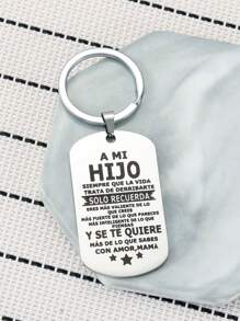 1pc Stainless Steel Spanish Language Military Tag Keychain, Gift For Son, Birthday, Anniversary, Graduation, Blessing