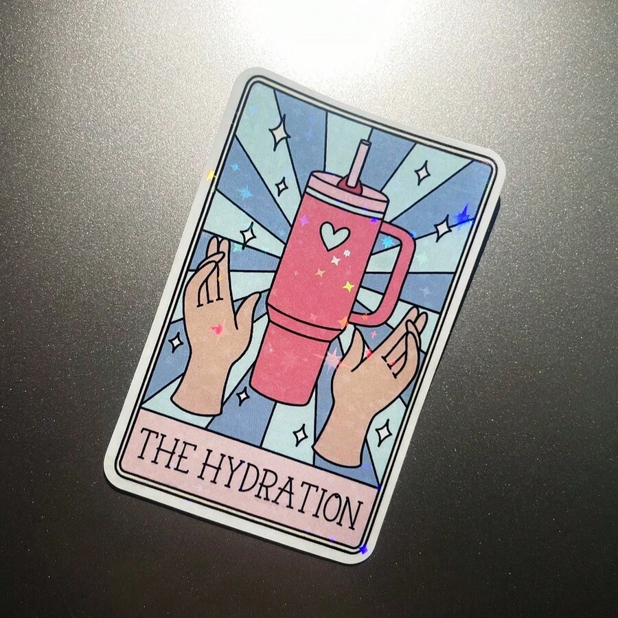 Der Hydration Tarotkarten Aufkleber, Klebstoff Aufkleber für Auto, Laptop, Fenster, Tür, Kühlschrank, Wasserflasche - Motivierender Vinyl Aufkleber,Schulmaterial - Verschiedenfarbig - Übersicht 1
