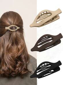 3 件装多功能多色椭圆形发夹，坚固、浓密和稀疏头发友好型优雅发饰，实用又时尚的 ABS 塑料休闲发夹 - 多色 - 查看 12