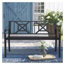 Black Outdoor Bench, MetalGardenCast Iron Heavy-Duty Patiowith Decorative Backrest For Proch Park 880lb Capacity - 彩色 - 查看 6