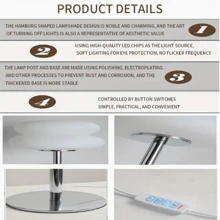 1 件简约 LED 台灯，汉堡夜灯，3 种色温，可调光，触摸控制，USB 供电，适用于客厅、卧室、家庭办公室装饰，无需电池 - 均碼 - 查看 9