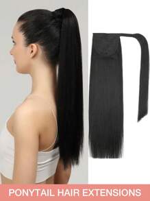 Extensiones de cabello humano con cola de caballo, extensiones de cabello con clips para uso diario, fácil de usar, extensión de cola de caballo de color natural para mujeres, larga y recta