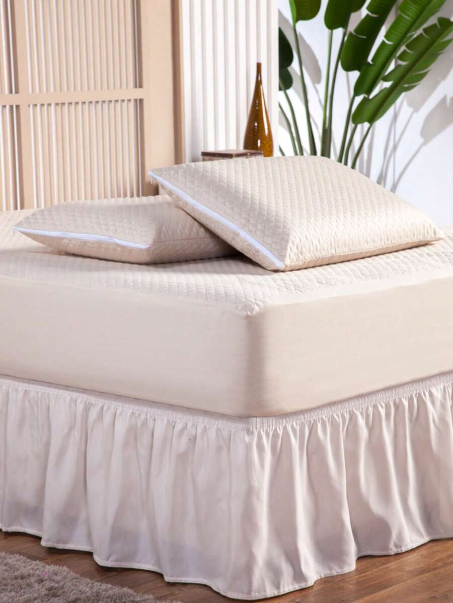 Waterproof King Mattress Protector Cover Kit + 2 Pillow Protectors + Box Skirt With Elastic - 卡其色 - 查看 1