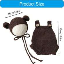Photography Props:Baby Photography Props Bear Costume Knit Hat Suspenders Set Photo Posing Props Newborn Photo Props Bodysuit,Teddy Bear Style Baby Shower Family Decorations Gifts Baby Shower Easter Gift Things For Girls/Boys - Multicolor - View 2