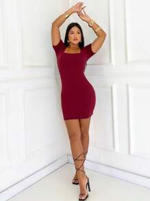 Women's Short Dress Kit With 2 Basic Casual Tube Short Sleeve Comfortable - Brown and Marsala - View 5