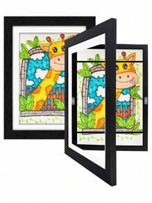 1pc A4 Children's Wooden Wall-Mounted Picture Frame, Modern Home Transparent Picture Frame, Flip-Open Wooden Magnetic Frame For Storing And Displaying Children's Artwork, Scribbles, Awards And Certificates Gifts Birthday Graduation