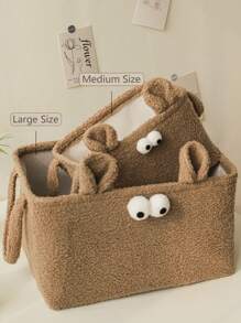 Cute Cartoon Plush Thickened Sheep Wool Storage Basket, For Snacks, Ornaments, Plush Toys, Multi-Purpose Basket With Handle, Perfect Gift For Girlfriend, Home Storage Assistant