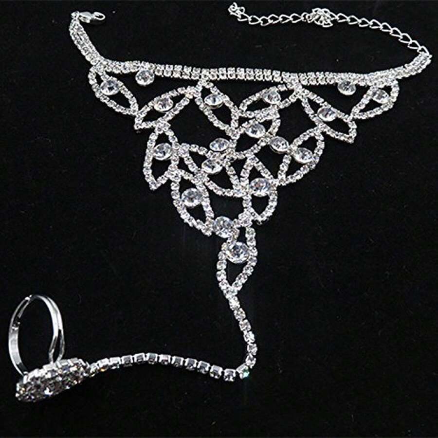 女士时尚夏季脚链奢华珠宝礼品（无盒） - 銀色 - 查看 1