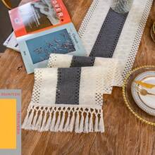 1 pezzo Runner da tavolo bohémien in macramè per decorazioni per la casa, runner da tavolo in macramè color crema e marrone con nappe per il decoro boho di sala da pranzo e camera da letto, rustico per doccia nuziale, runner da tavolo stile fattoria, tovaglietta, decorazioni per la casa per il Ringraziamento e il Natale (disponibile in varie misure)