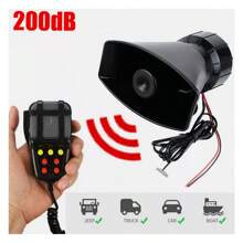 100W 12V 7 Sound Loud Car Alarm P-Olice Fire Horn Siren PA Speaker MIC System Kit - Black - View 2
