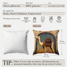 1 pieza Funda de almohada impresa a una cara con diseño de camello para Eid Al-Adha, 45*45cm