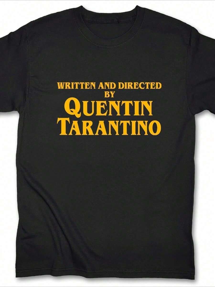 Camiseta para hombre 1Pcs 220g 100% algodón estampado digital tributo a Quentin Tarantino - Negro - Ver 1