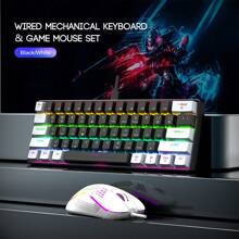 7KEYS 60% Gaming Keyboard, Numeric Keypad And Mouse Set. This Mini Gaming Keyboard Has 61 Keys And Features True RGB Backlighting. Suitable For PC Gamers, Typists, Travelers And Business Users. It Is Easy To Carry. - S61 Mechanical Keyboard-black Gray-set - View 8
