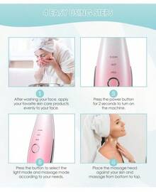 7 Color Neck Face Massager - Facial Massager Tool For Skin Care At Home, Vibrating Face Massager With Thermals, Galvanic Machines White - Pink - View 2