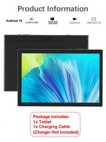 PEICHENG Coopers YQ10S Android Tablet, 10.1 Inch Tablet, Android 14 System, RK3326S Quad-Core 1.6GHz Processor/2GB RAM 64GB Storage/2.4G WiFi + WiFi 6/Bluetooth 5.2/2MP + 5MP Dual Camera/Type-C Interface/6000mAh Battery/Supports 512GB SD Card Expansion (Adapter Not Included) - Black - View 2