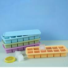 Großer Haushalts-Eiswürfelbehälter mit Deckel, gepresste und verteilte Eiswürfel-Herstellungs-Aufbewahrungsbox, 28 Fächer, leicht zu entnehmen, inklusive Eisschaufel, transparent, kann im Kühlschrank platziert werden (11,5 x 10,5 x 19 cm), selbstgemachte kleine Eiswürfel-Form, Eiswürfel-Aufbewahrungsbox, leicht zu entformen, Silikon-Eiswürfelform, Kunststoff, unverzichtbar für den täglichen Gebrauch, Kücheneinsatz, Küchenutensilien