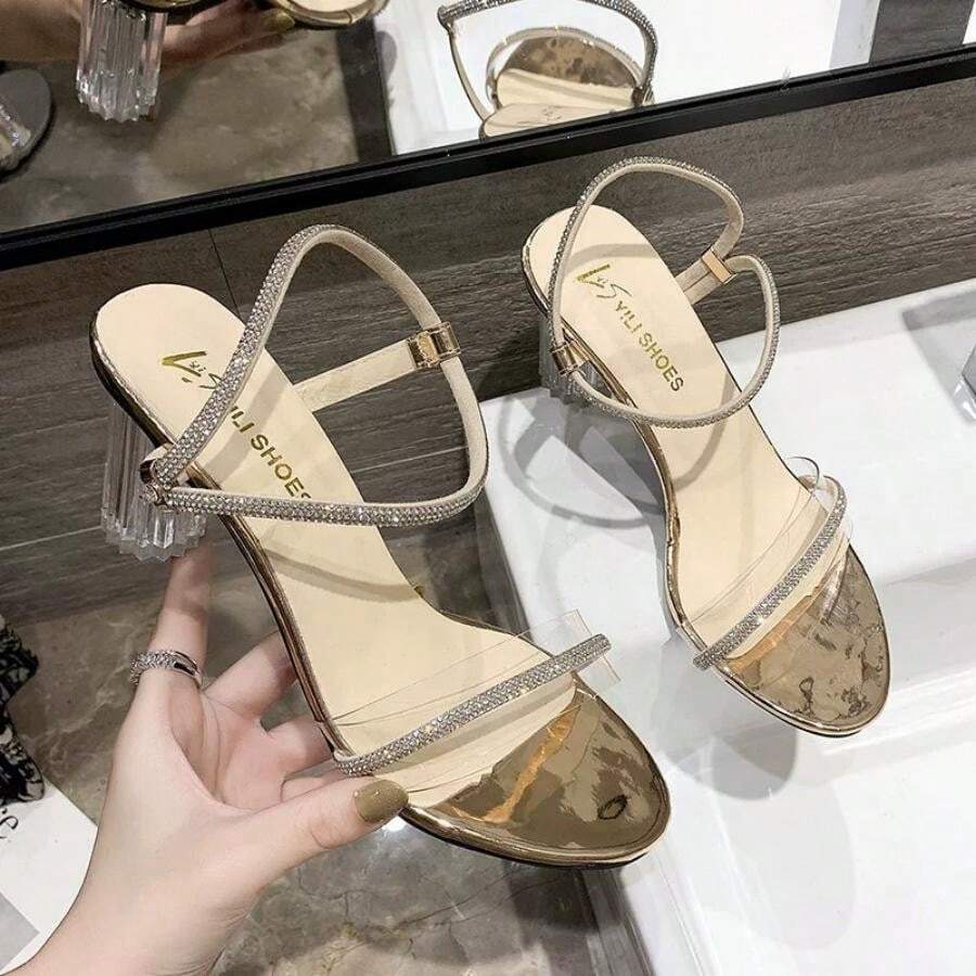 Sandalias de tacón para mujer - Dorado - Ver 1