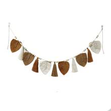 1 szt. makrama ścienna, dekoracja w formie zasłony w stylu boho, ręcznie tkany gobelin z liści, narzuta ścienna na wezgłowie łóżka