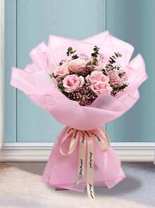 40pcs Flower Wrapping Paper Flower Bouquet Wrapping Paper Sheets With Golden Edge Korean Style Wrapping Paper For DIY Craft Gift Package Decoration Floral Supplies, 23 X 23 Inch, Wrapping Paper, Tissue Paper, Flower Bouquet Supplies (Pink)