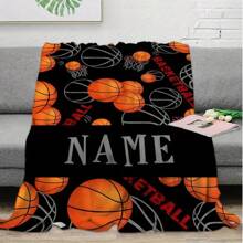 One Custom-Made Personalized Name Blanket, A Custom Basketball Flannel Blanket, A Basketball Game Souvenir, Birthday Gift, Sports Gift, A Present For Basketball Enthusiasts And Friends, Suitable For The Office, Bed, Sofa, Naps, And Travel.