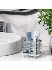 Toothbrush Holder, For Bathroom Stainless Steel Electric Toothbrush Holder Wall-Mounted Shower Toothbrush Toothpaste Holder Bathroom Organization Essential 2 Slots Silver