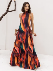 Halter Long Dress - Purple - View 1