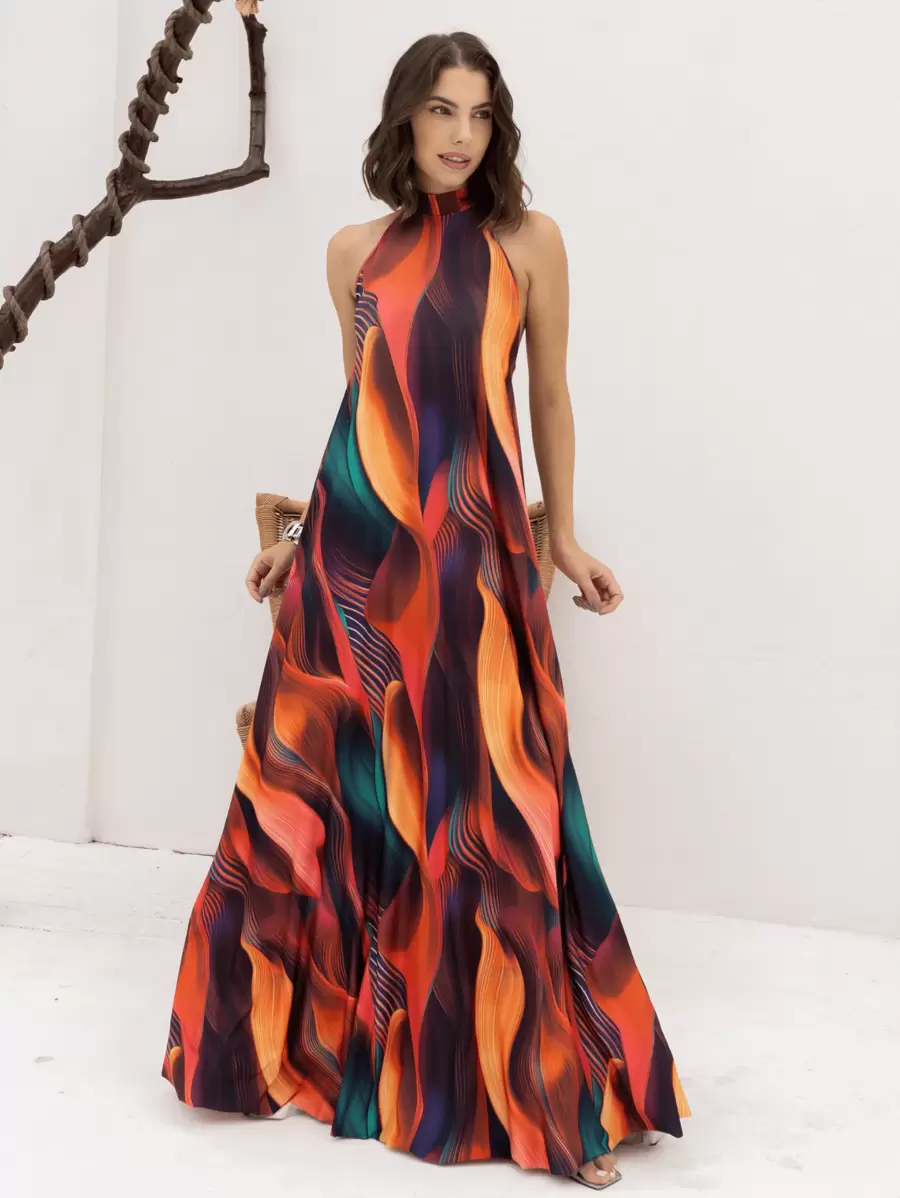 Halter Long Dress - Purple - View 1