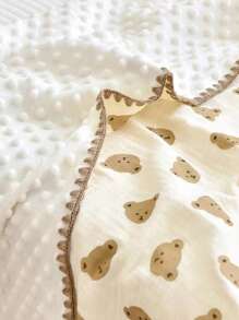 بطانية ناعمة ومريحة ذات نمط دب كرتوني للأطفال للأربع فصول, بطانية كبيرة مبطنة للأطفال لحمايتهم من تكييف الهواء أثناء القيلولة, لحاف صغير للحماية من البرد لمكاتب البالغين, رداء حماية من الرياح للسيارة