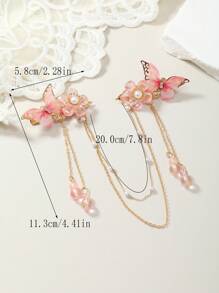 1/2/4 件中国风流苏蝴蝶花发饰套装、发夹、发夹爪夹、学校用品、度假装女士