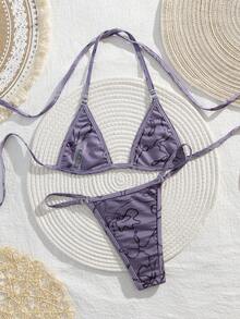 夏季性感微型比基尼分体随机扎染印花海滩度假泳装