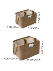 Cute Cartoon Plush Thickened Sheep Wool Storage Basket, For Snacks, Ornaments, Plush Toys, Multi-Purpose Basket With Handle, Perfect Gift For Girlfriend, Home Storage Assistant