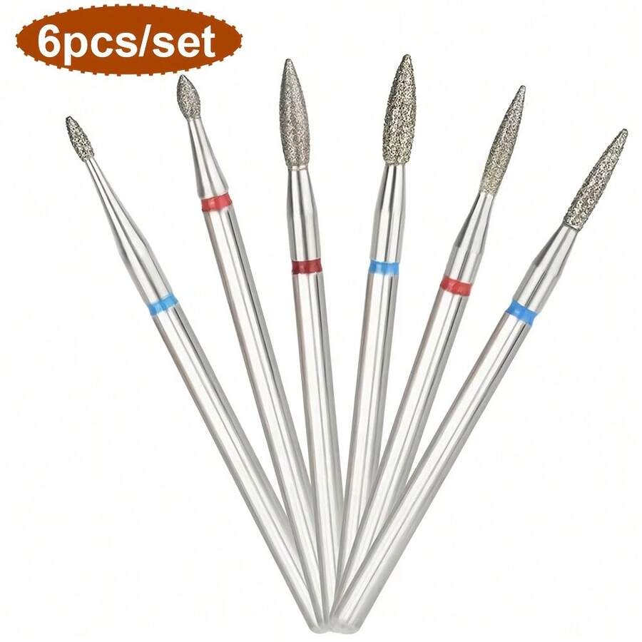 6件套火焰形俄式美甲钻头套装，包含角质层清洁钻头、电动美甲钻、无香型美甲配件和指甲锉。 - 彩色 - 查看 1