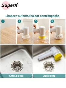 Escova Elétrica de Limpeza 5 em 1 Sem Fio Limpador Multiuso Prático Com Mais Duas Cabeças de Escova