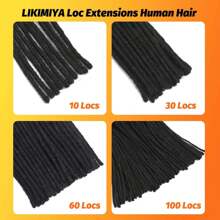 [Human Hair Dreadlock Set] 60 Strands Unisex-Adult 4-16 Inch Handmade Permanent Dreadlocs - 100% Human Hair, 0.8cm Width, Can Be Dyed And Bleached, Full Dreadlock Set (1B  4-16inch) - Natural Black - Xem 8
