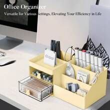 Makeup Organizer, Cosmetic Desk Storage Box With Drawers Skincare Organizers For Dressing Table, Countertop, Bathroom Counter, Vanity Holder For Brushes, Lotions, Lipstick, Perfume - Gul-Klar - Visa 7