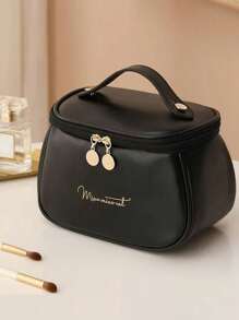 1pc Luxury PU Leather Makeup Bag, Candy Makeup Bag, Hand Bag, Portable Toiletry Bag, Travel Makeup Bag, Portable Makeup Bag, Multifunctional Organizer Bag With Handle, Travel Cosmetic Bag, Toiletry Bag, Travel Makeup Organizer With Dividers And Handle, Waterproof Large Capacity Multifunctional Travel Makeup Bags, Makeup Bag, Storage, Makeup Organizer