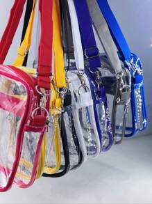 1pc PVC Material Transparent Zipper Closure Unisex Crossbody Bag/Jelly Bag, Suitable For Summer Outdoor Use And Birthday Gift - A - View 1