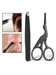 圆头不锈钢鼻毛剪刀，1 件鹤形美容剪刀，适用于眉毛、鼻毛、胡须、耳毛，不锈钢眉毛剪刀，男女通用专业面部毛发剪刀 - 彩色 - 查看 10