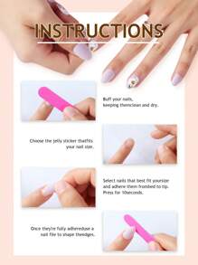 Get Glamorous With 24pcs Short Square White Solid Color Fake Nail & 1sheet Tape & 1pc Nail File Press On Nails Nail Supplies - Baby Pink - View 3