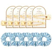 20 Stücke Brautjungfer Antrag Geschenke, weiche Seide Satin Haaraccessoires beinhalten 5 Scrunchies, 10 Haarclips, 5 Karten als Geschenk für Hochzeit, Braut Junggesellinnenabschied