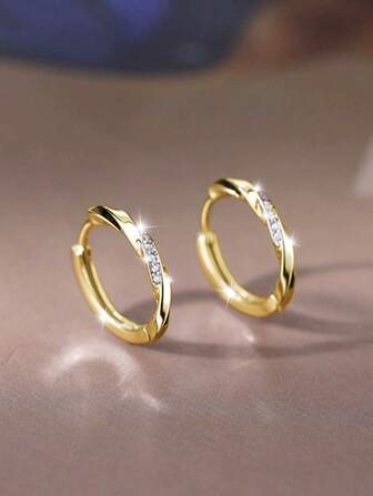 1 par örhängen i 925 sterlingsilver, moderiktiga örhängen med kubisk zirkonia, 1,7 cm, lämpliga som presenter till alla hjärtans dag, mors dag, Thanksgiving, födelsedag, enkel och elegant stil, fest- och vardagskläder, levereras i lyxig presentask